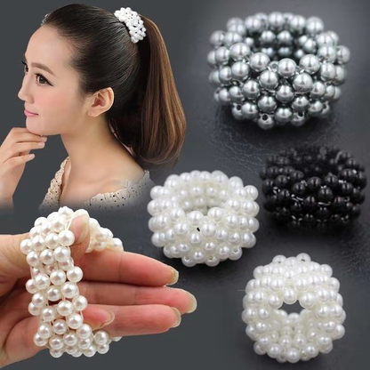 Handmade Pearl Beaded Hair Rope – Elegant Scrunchie