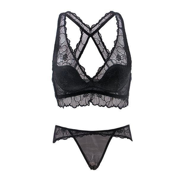Women's 3/4 Cup Lace Bra Set | Soft Back Lace Edge Lingerie