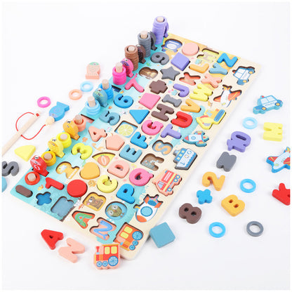 Montessori Wooden Math & Fishing Board Toy