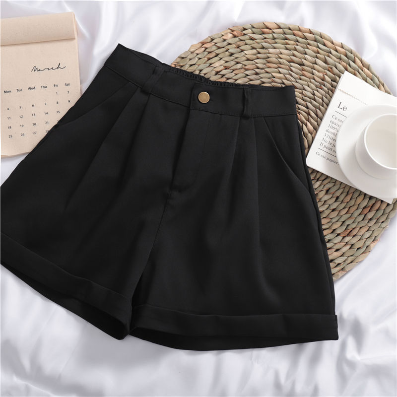 Wide Leg Cotton Casual Shorts | High Waist | Khaki, Gray, Black