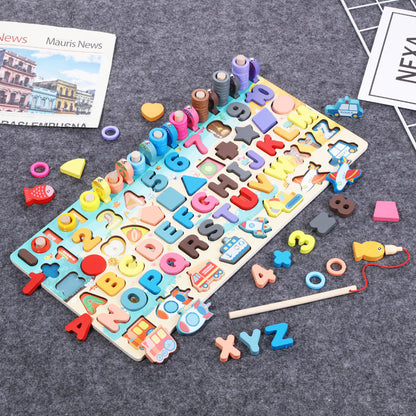 Montessori Wooden Math & Fishing Board Toy