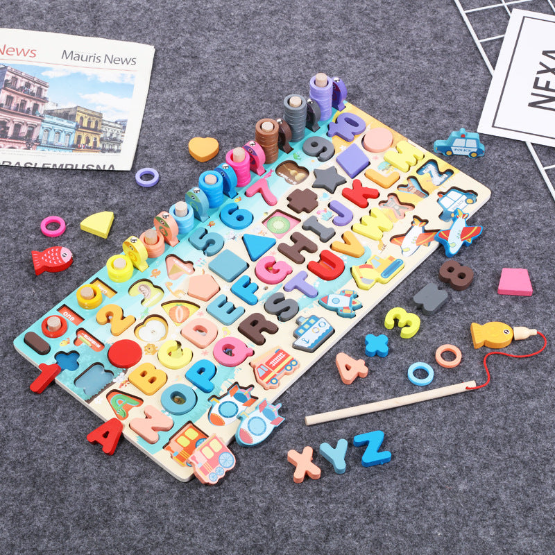 Montessori Wooden Math & Fishing Board Toy