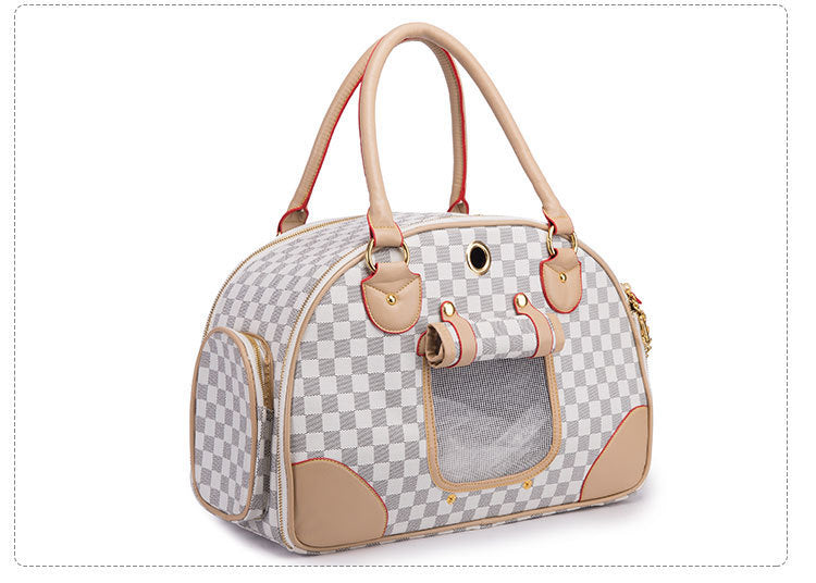 PU Leather Pet Carrier Bag | Small & Large | Coffee & White
