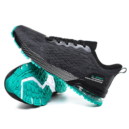 Men's Striped Mesh Running Shoes – Lace-Up Jogging Trainers