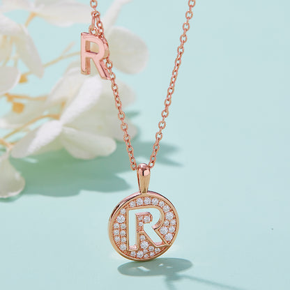 Moissanite Letter R Necklace | Platinum-Plated S925 Silver | GRA Certified