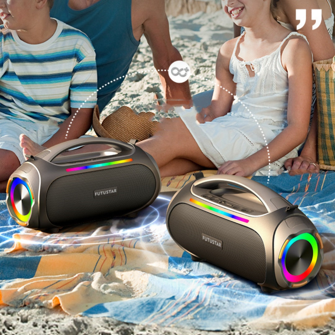 60W Portable Waterproof Bluetooth Speaker with LED Light