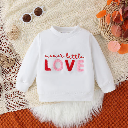 Girls Letter Print Cotton Sweatshirt – Long Sleeve Kids Pullover
