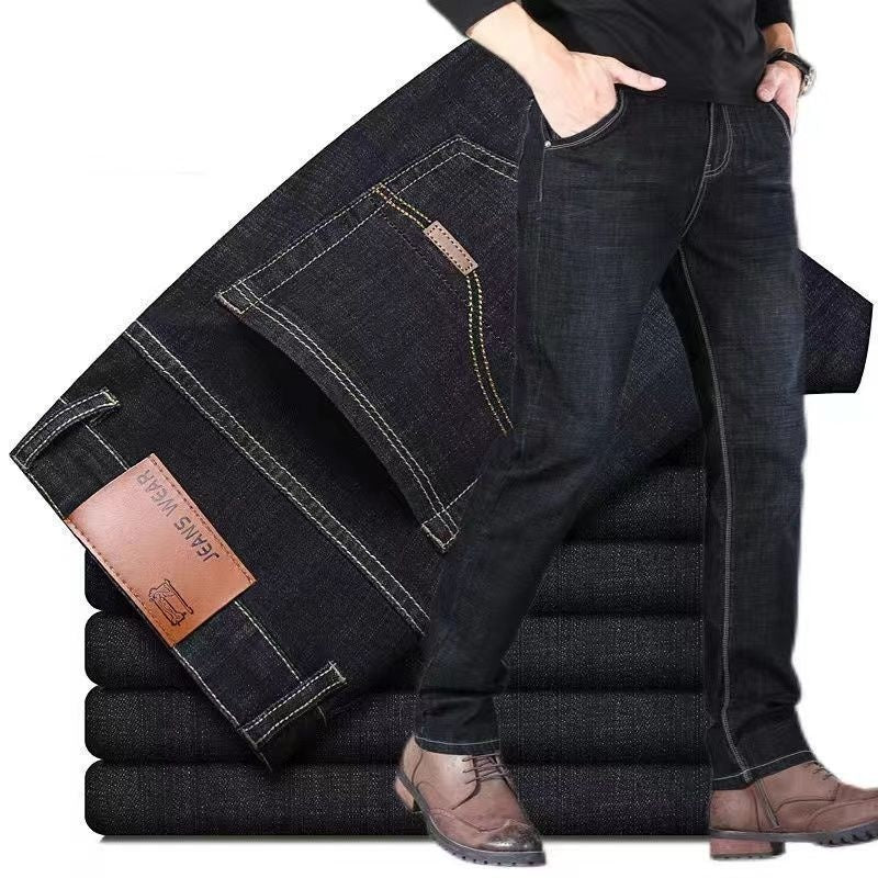 Men's Straight-Leg Denim Jeans – High-Waist in Black & Blue
