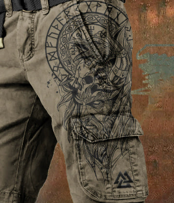 Men's 3D Print Zip-Fly Cargo Shorts