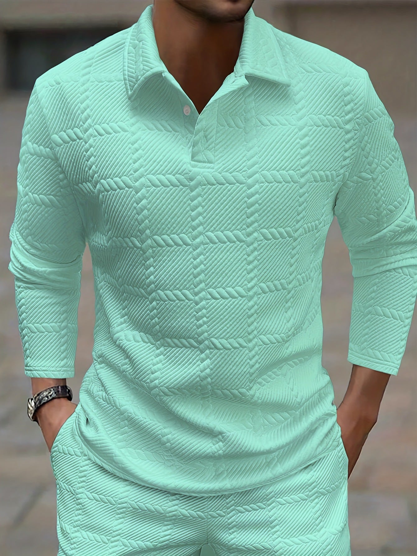 Men's Long Sleeve Polo Shirt – Slim Fit Button Lapel | 4 Colours | Sizes S–2XL