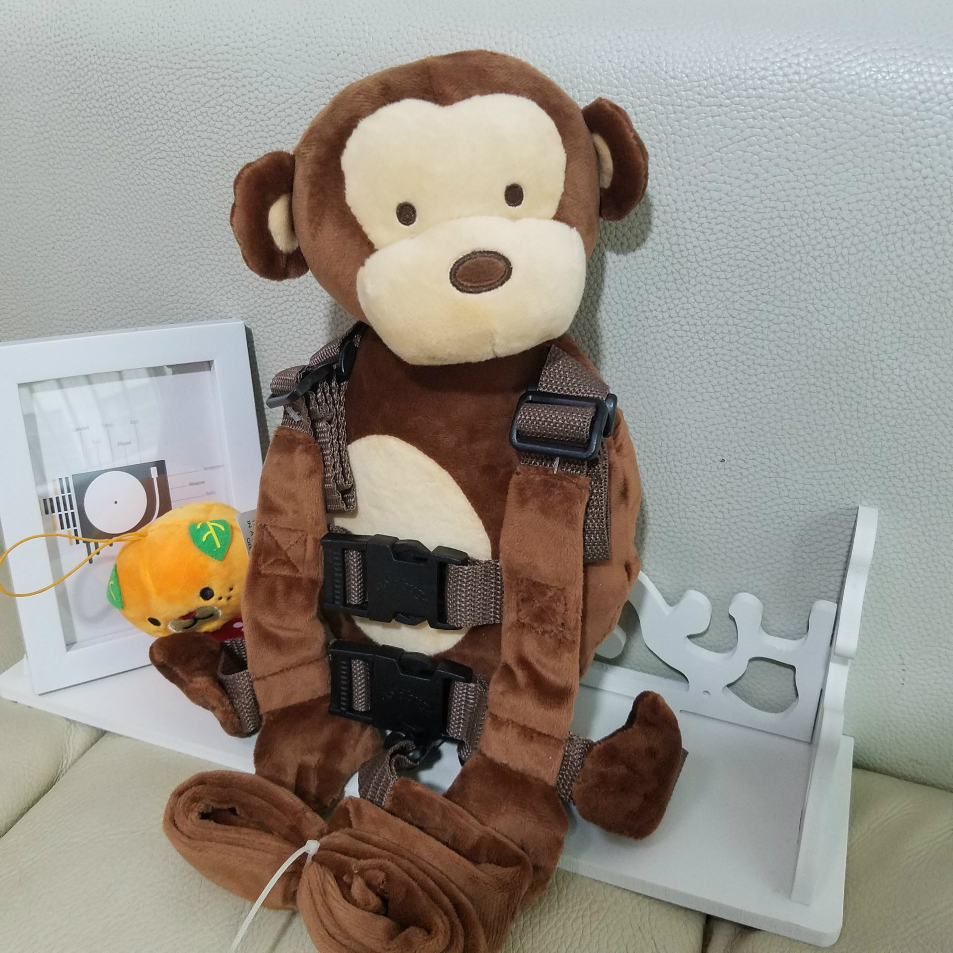 Monkey Plush Backpack for Toddlers with Safety Harness