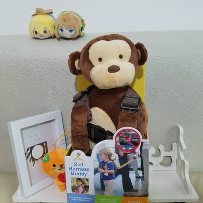 Monkey Plush Backpack for Toddlers with Safety Harness