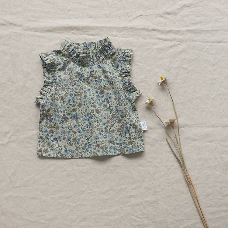 Girls' Baby Floral Sleeveless Vest Top – Korean Style | 4 Designs