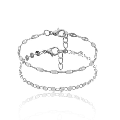 Sequin Chain Combination Bracelet Set | Golden & Silver