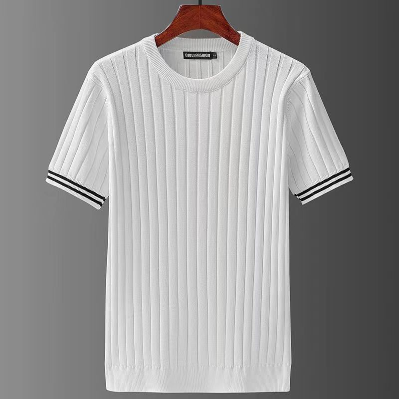 Men's Long Sleeve Basic Top – V-Neck & Crew Neck in White & Black