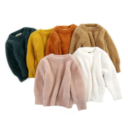 Girls Fluffy Pullover Sweatshirt – Soft Plush Top