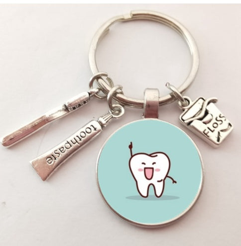 Novelty Tooth Glass Charm Keychain | 9 Styles