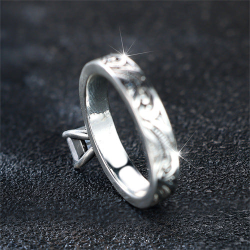 Retro Minimalist White Diamond Ring Casual And Versatile For Women