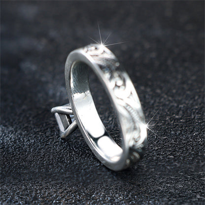 Retro Minimalist White Diamond Ring Casual And Versatile For Women