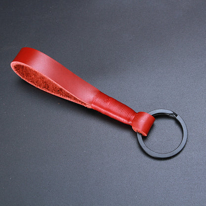 Genuine Cowhide Leather Keychain | Minimalist Skin-Grain Strap | 7 Colours