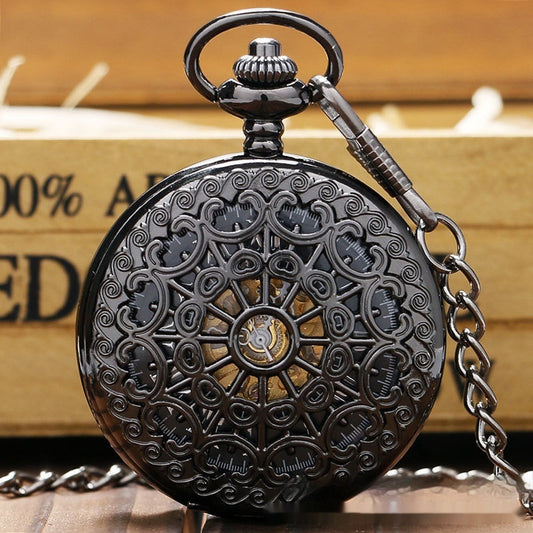 Retro Spider Web Flip Mechanical Pocket Watch – Antique Style