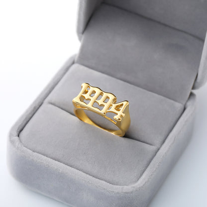 Unisex Birth Year Date Ring – Stainless Steel, Gold, Platinum & Rose Gold