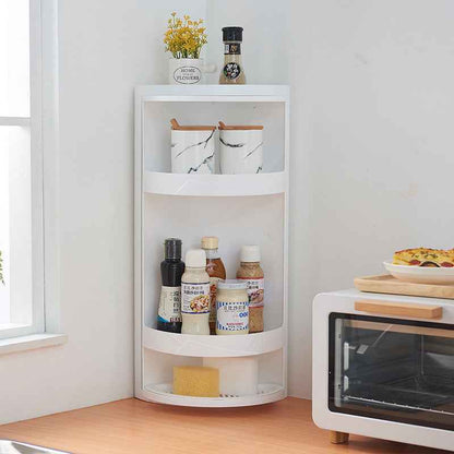 Rotatable Corner Bathroom Storage Rack – Wall-Mounted Plastic Organiser with Cover