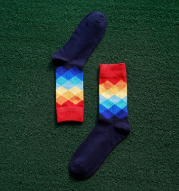 Men’s Cotton Diamond Pattern Long Socks EU 41-46 – 10 Styles