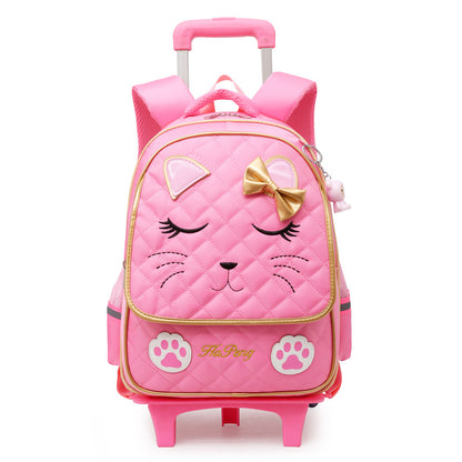 Kids' 3-Wheel Trolley School Bag – Detachable Wheeled Backpack, 20–35L