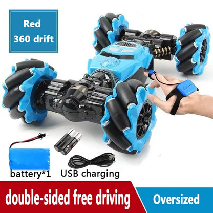 RC Stunt Twist Car - One-Key Deformation Special Effects Drift Rechargeable Blue Red