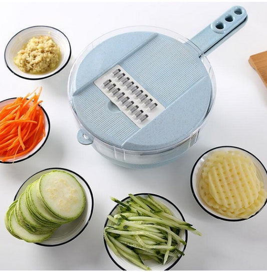 8-in-1 Mandoline Slicer Set — Multi-Blade Vegetable Slicer, Grater & Cutter with Container