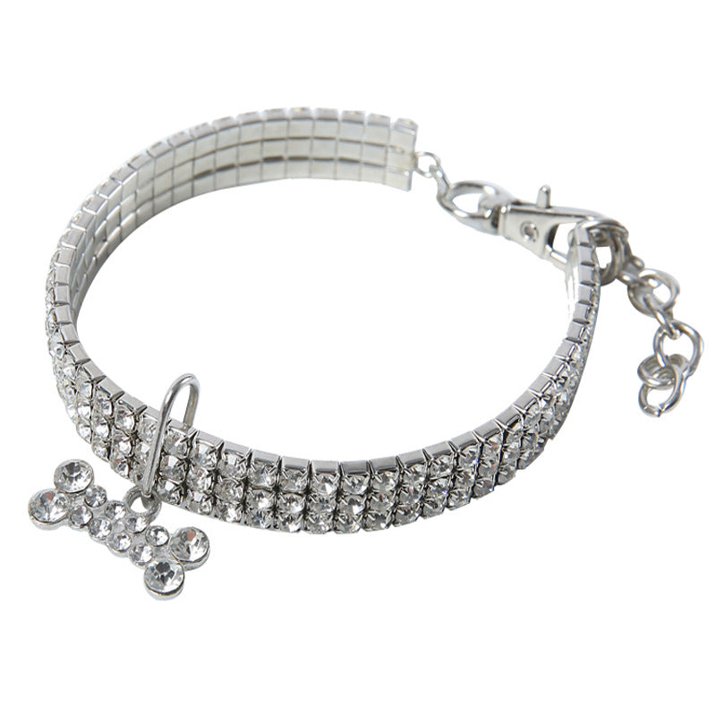 Bling Rhinestone Dog & Cat Collar | Blue, Pink & White