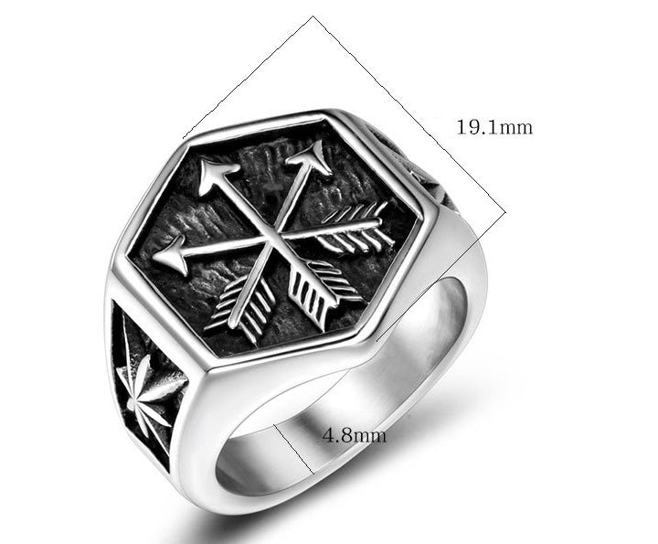 Unisex Titanium Steel Dripping Oil Retro Ring – Geometric Couple Band