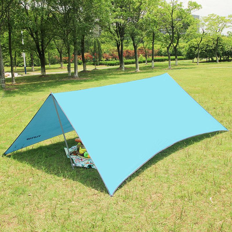 290×300cm Waterproof Camping Tarp & Canopy – 210D Oxford Cloth Sun Shelter with Poles & Pegs