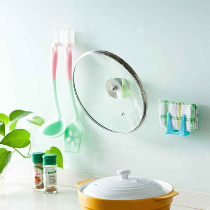 Wall-Mounted Pot Lid & Kitchen Utensil Holder – Adhesive PP Cabinet Organiser