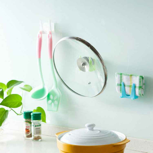 Wall-Mounted Pot Lid & Kitchen Utensil Holder – Adhesive PP Cabinet Organiser