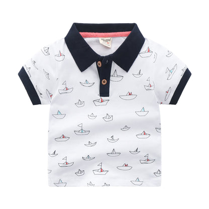 Children's Striped Polo Shirt | Unisex Cotton Short Sleeve Top