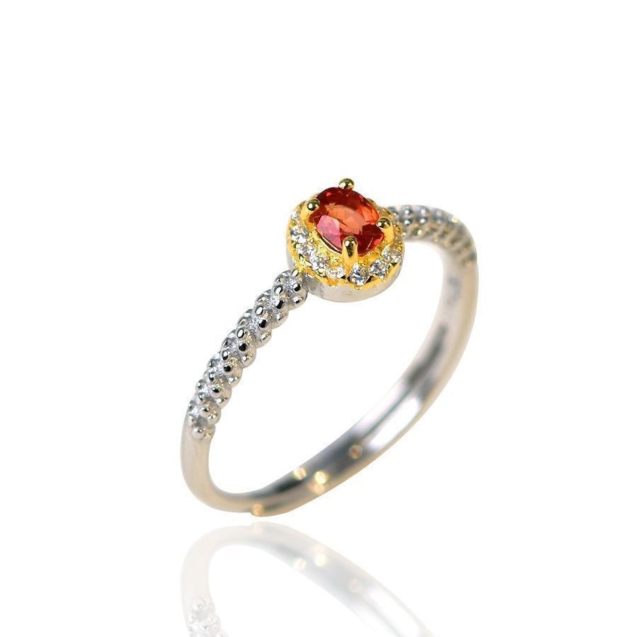 Red Zircon Adjustable Open Ring | Nature Motif Copper Ring for Women