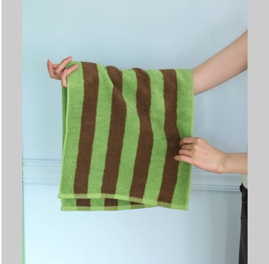 Wide Stripe Combed Cotton Towel | Retro Mori Style | 4 Colours | S, L or Set