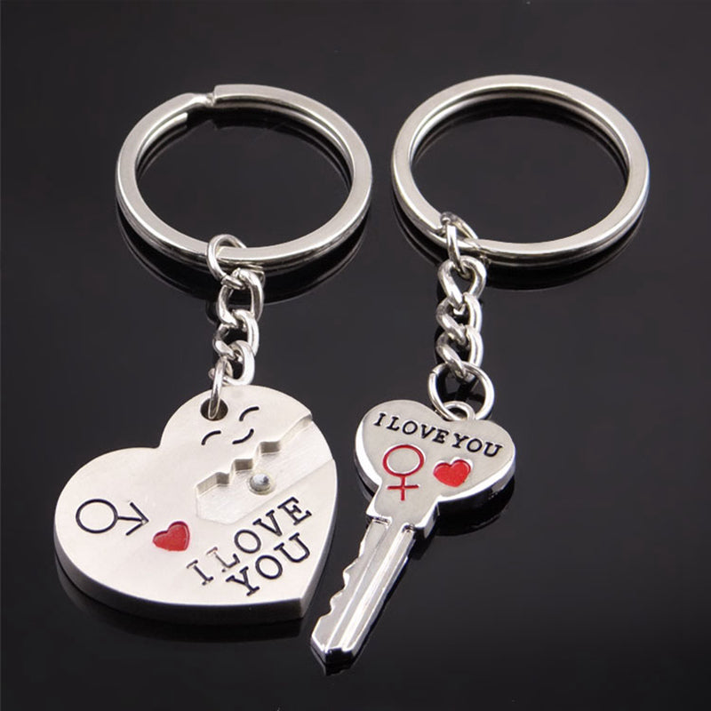 Magnetic Heart Lock & Key Couple Keychain | Romantic Gift | JP Collections