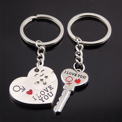 Magnetic Heart Lock & Key Couple Keychain | Romantic Gift | JP Collections