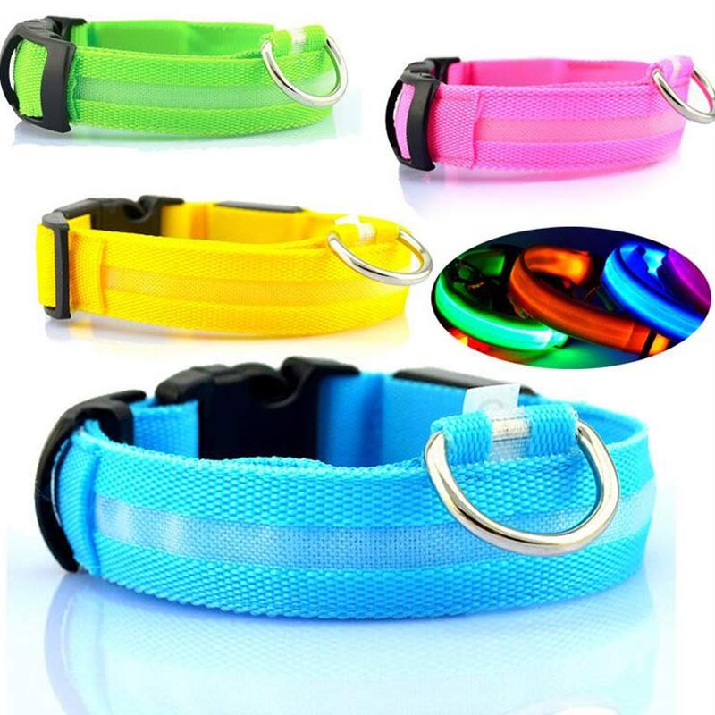 LED Luminous Dog Collar | Nylon Night Safety Flashing Collar XS–XL