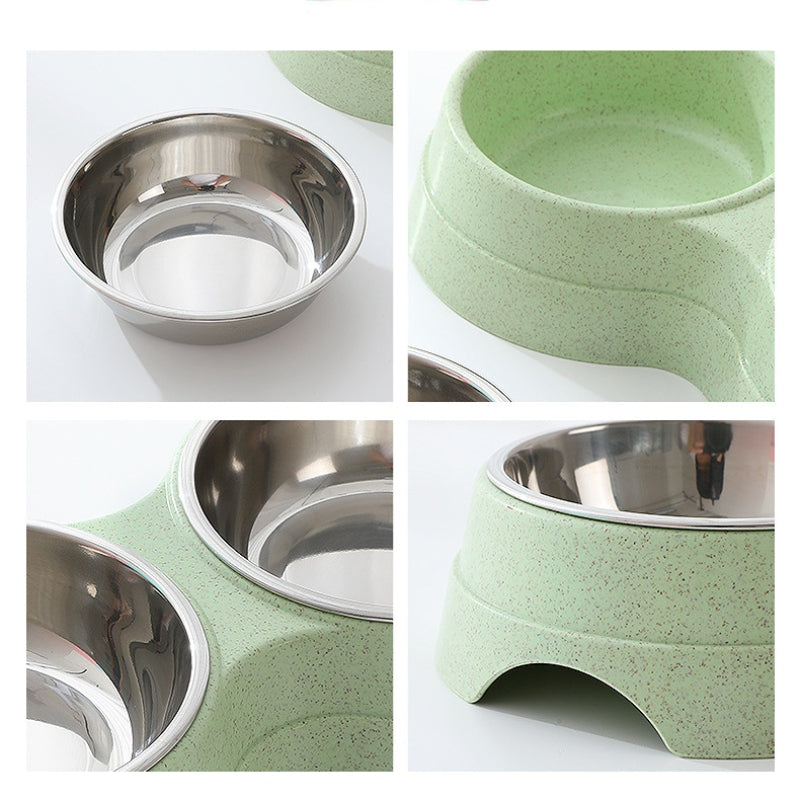 Double Stainless Steel Pet Bowl | 2-in-1 Food & Water Feeder for Dogs & Cats