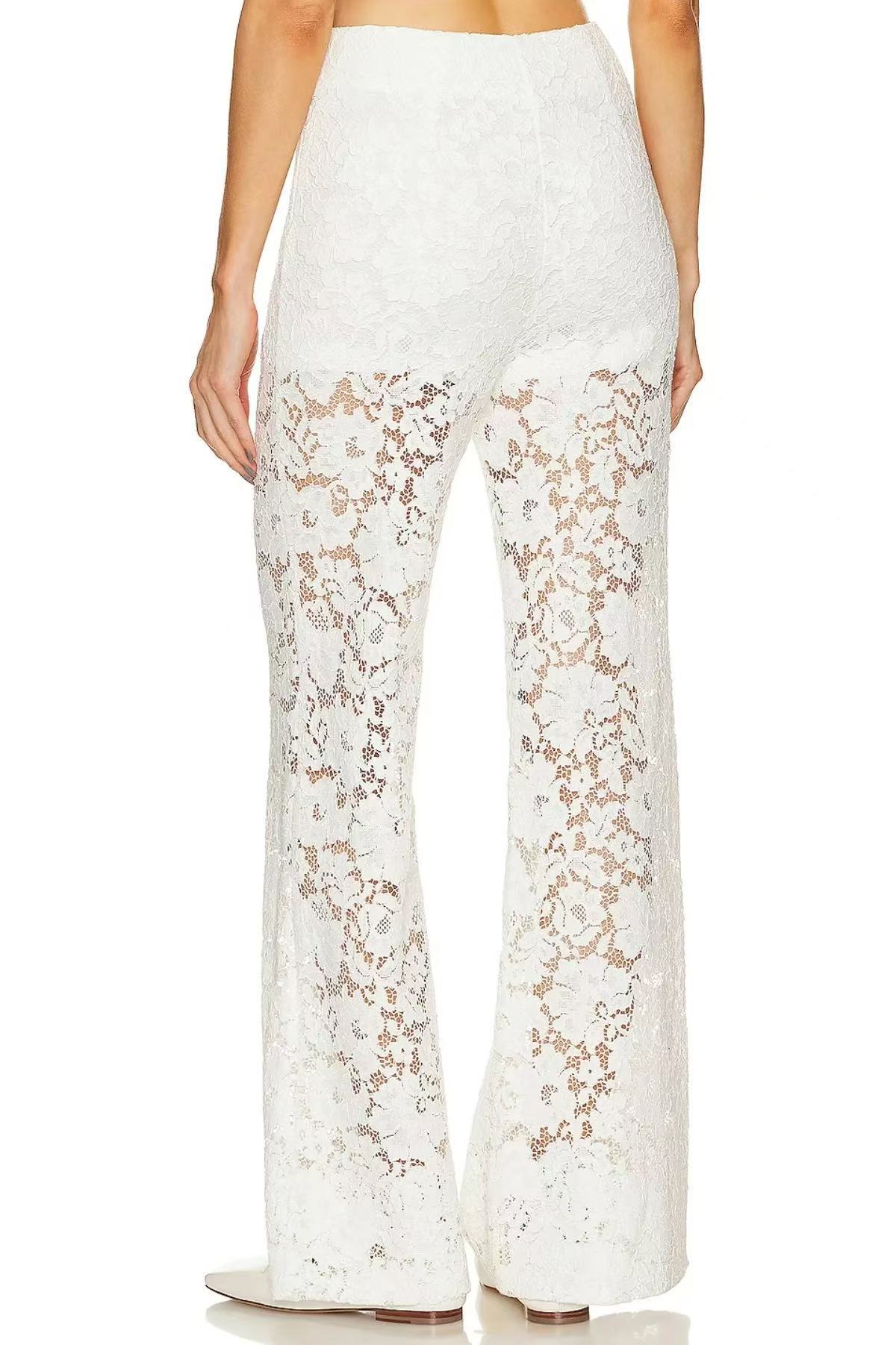 Women's Jacquard Lace Straight Leg Trousers