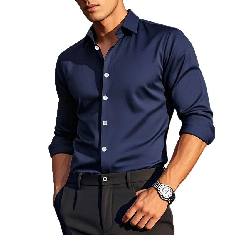 Men's Casual Solid Colour Long Sleeve Shirt | S–2XL