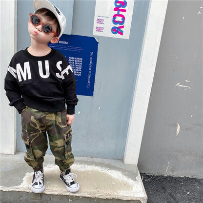 Children's Patchwork Letter Pullover Sweater | Kids Cotton Top