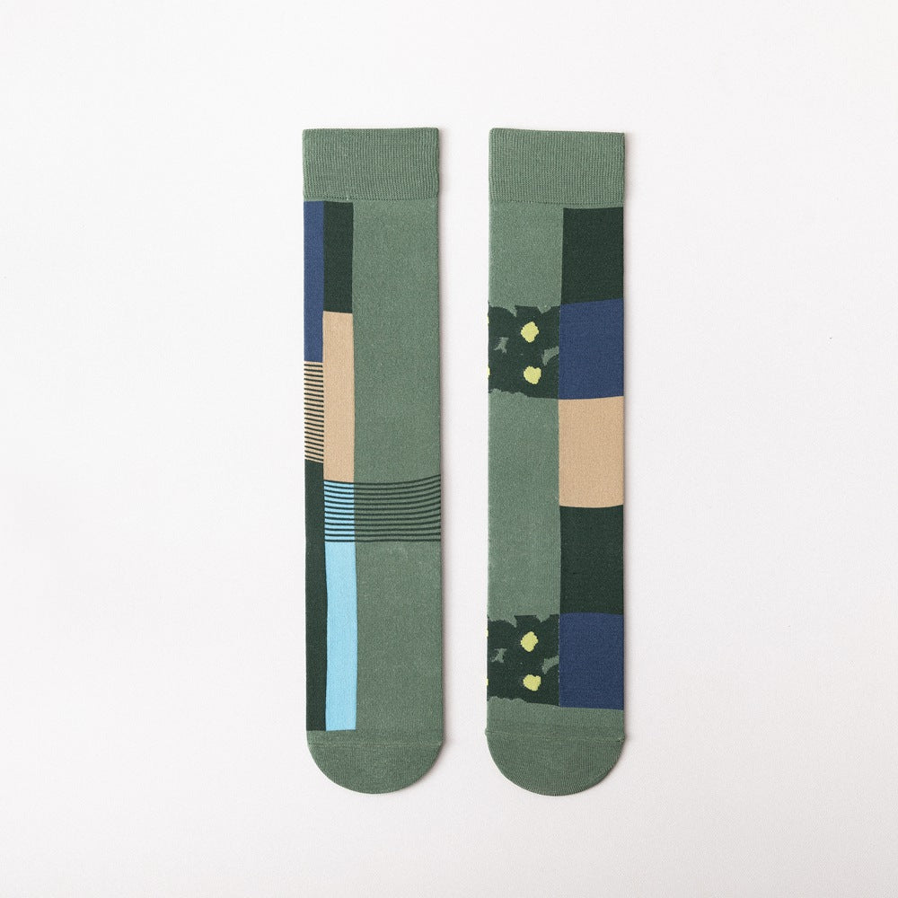 Japanese AB Asymmetric Long-Tube Socks – Cartoon Jacquard 10 Colours