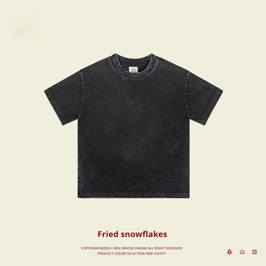 Kids Washed Cotton Solid Colour Short Sleeve T-Shirt – 4 Colours