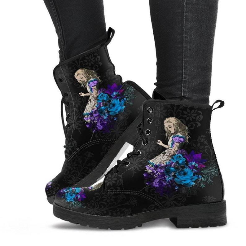 Women's Gothic Print Vegan Leather Combat Boots | EU 35–43