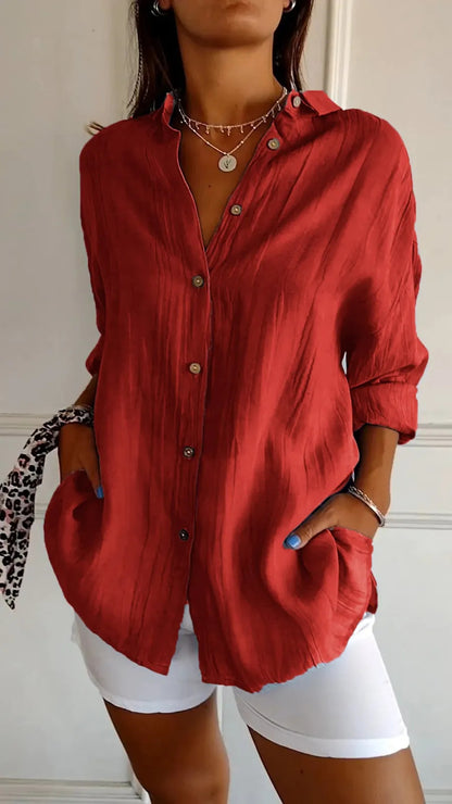 Women's Loose Fit Long Sleeve Cardigan Shirt | 13 Colours | XS–5XL